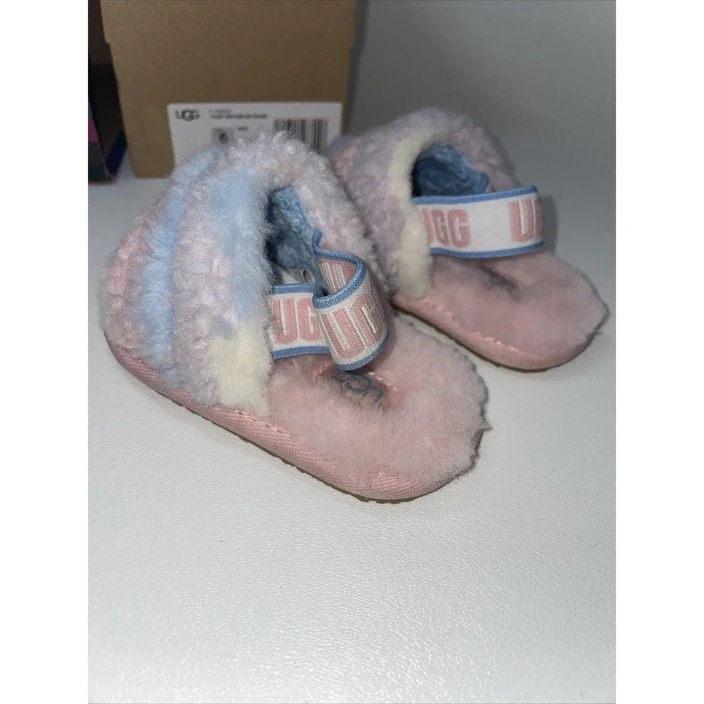 Girl's Slippers UGG Kids Fluff Yeah Slide Cali Collage (Toddler/Little Kid) Sz 6